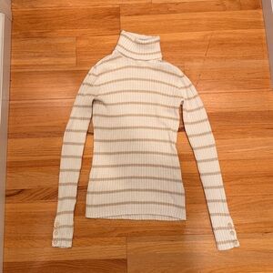Charter Club Cream & Gold Striped Turtle Neck | size M